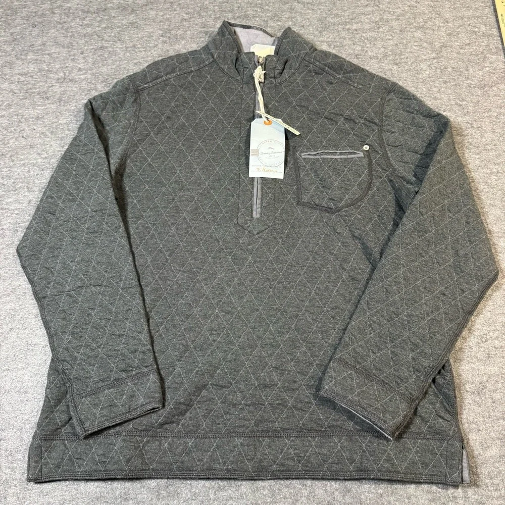 Tommy Bahama Greenwich Quilted Half Zip Reversible Pullover Mens L NEW Preppy